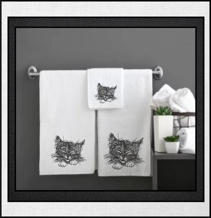 Sleepy Kitten Machine Embroidery Design | Kitten Face Sketch | Pet Cat Embroidery | Cute Animal Design | 6 Sizes (0320)