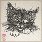 Sleepy Kitten Machine Embroidery Design | Kitten Face Sketch | Pet Cat Embroidery | Cute Animal Design | 6 Sizes (0320)