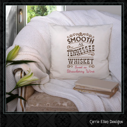 Smooth as Tennessee Whiskey, Sweet as Strawberry Wine Machine Embroidery Design | Country Lyric Quote, 6 Sizes (1721)
