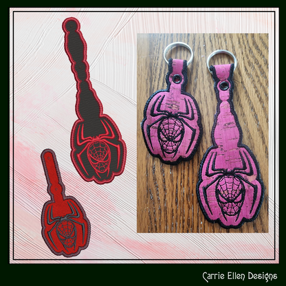Spiderman Logo Key Fob Machine Embroidery Design | Spiderman Key Tag Machine Embroidery Project (1774)