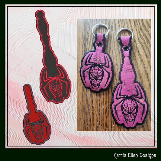 Spiderman Logo Key Fob Machine Embroidery Design | Spiderman Key Tag Machine Embroidery Project (1774)
