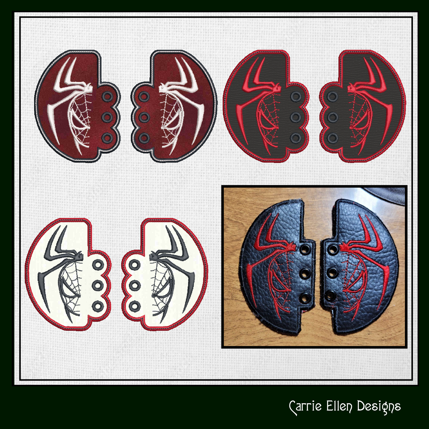 Spiderman Inspired Shoe Wing ITH Embroidery Design – In The Hoop Superhero Shoelace Charms for Shoes and Boots, 4x4 and 5x7 Hoop (1260)