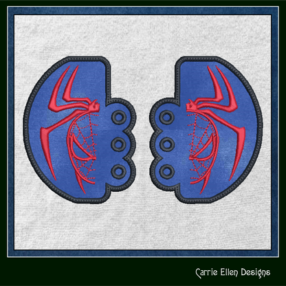 Spiderman Inspired Shoe Wing ITH Embroidery Design – In The Hoop Superhero Shoelace Charms for Shoes and Boots, 4x4 and 5x7 Hoop (1260)