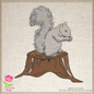Squirrel Machine Embroidery Design | Squirrel on Tree Stump Embroidery | Woodland Animal Embroidery Pattern | Nature Embroidery File (0467)