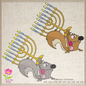 Squirrel Running With Menorah Chanukah Machine Embroidery Design – Cartoon Animal Judaica Pattern – 6 Sizes (0264)