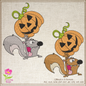 Squirrel Running Away with Halloween Pumpkin Embroidery Design – Playful Animal Stitch Pattern. 6 Sizes (0263)