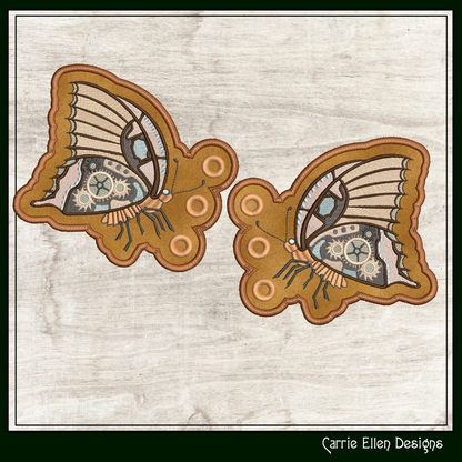 Clockwork Butterfly Machine Embroidery Design – Steampunk ITH Butterfly Shoe Wing Charms – 4x4 & 5x7 Hoop (2094)