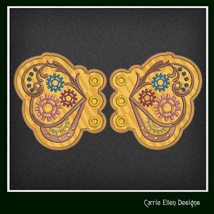 Clockwork Butterfly Machine Embroidery Design – Steampunk ITH Butterfly Shoelace Wings – 4x4 & 5x7 Hoop (2096)
