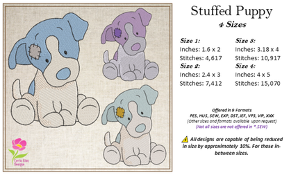 Stuffed Toy Dog Machine Embroidery Design for Babies and Kids | Vintage Plush Puppy Pattern | Blue Nose Tatty Teddy Inspired Design | 6 Sizes (0768) (Copy)
