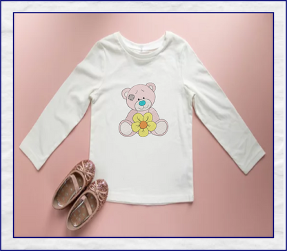 Toy Teddy Bear Machine Embroidery Design for Babies and Kids | Vintage Stuffed Animal Bear | Blue Nose Tatty Teddy Inspired | 4 Sizes (0439)