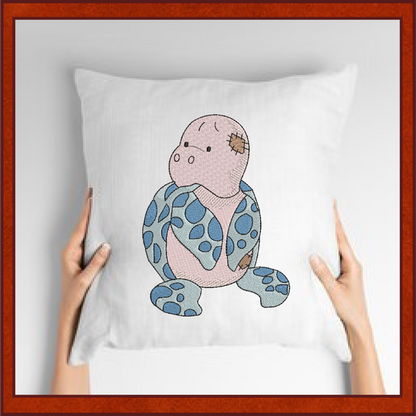 Toy Sea Turtle Machine Embroidery Design for Babies and Kids | Vintage Stuffed Animal Turtle | Blue Nose Tatty Teddy Inspired | 4 Sizes (0441)
