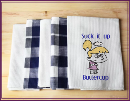 Suck it up Buttercup Machine Embroidery Design | Grumpy Little Girl Sketch | Funny Sarcastic Sayings and Quotes | 8 Sizes (0809)