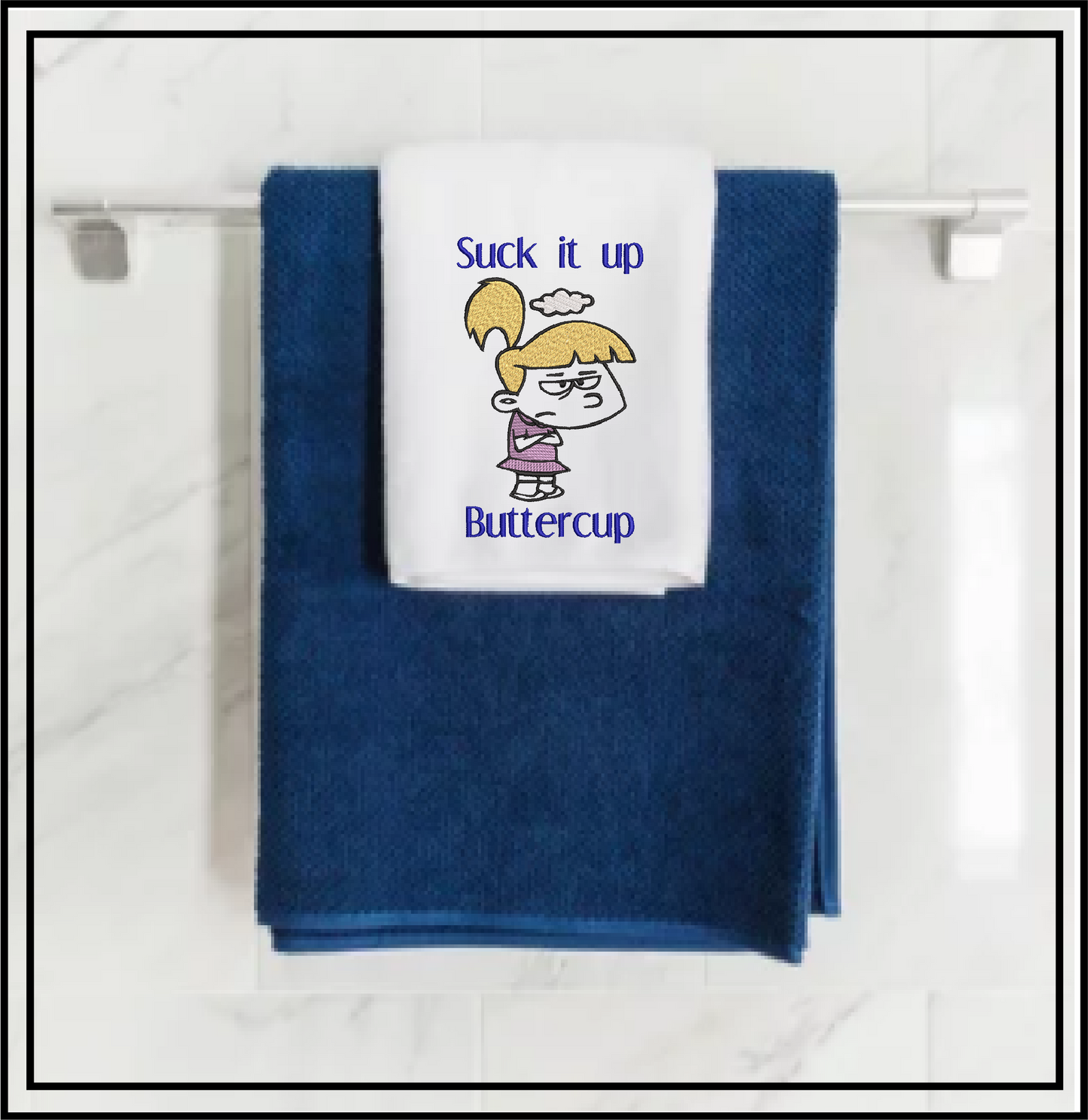 Suck it up Buttercup Machine Embroidery Design | Grumpy Little Girl Sketch | Funny Sarcastic Sayings and Quotes | 8 Sizes (0809)