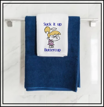 Suck it up Buttercup Machine Embroidery Design | Grumpy Little Girl Sketch | Funny Sarcastic Sayings and Quotes | 8 Sizes (0809)