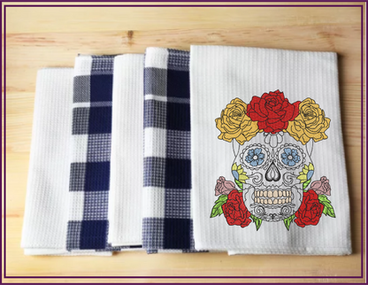 Sugar Skull with Roses Machine Embroidery Design | Day of the Dead Embroidery Pattern | Dia de Los Muertos Skull with Flowers (0555)
