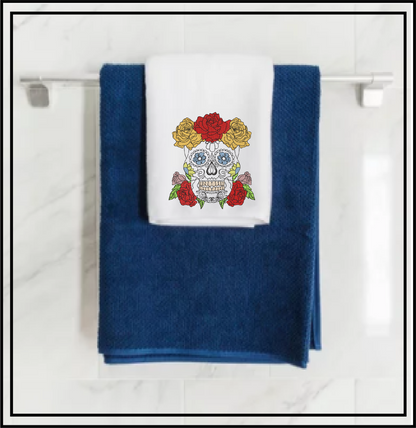 Sugar Skull with Roses Machine Embroidery Design | Day of the Dead Embroidery Pattern | Dia de Los Muertos Skull with Flowers (0555)