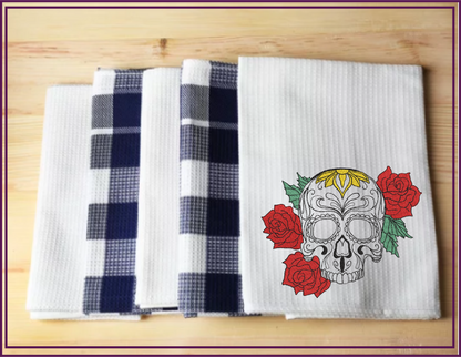 Sugar Skull with Roses Machine Embroidery Design | Day of the Dead Line Art Pattern | Dia de Los Muertos Embroidery | 6 Sizes (0573)