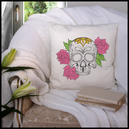 Sugar Skull with Roses Machine Embroidery Design | Day of the Dead Line Art Pattern | Dia de Los Muertos Embroidery | 6 Sizes (0573)