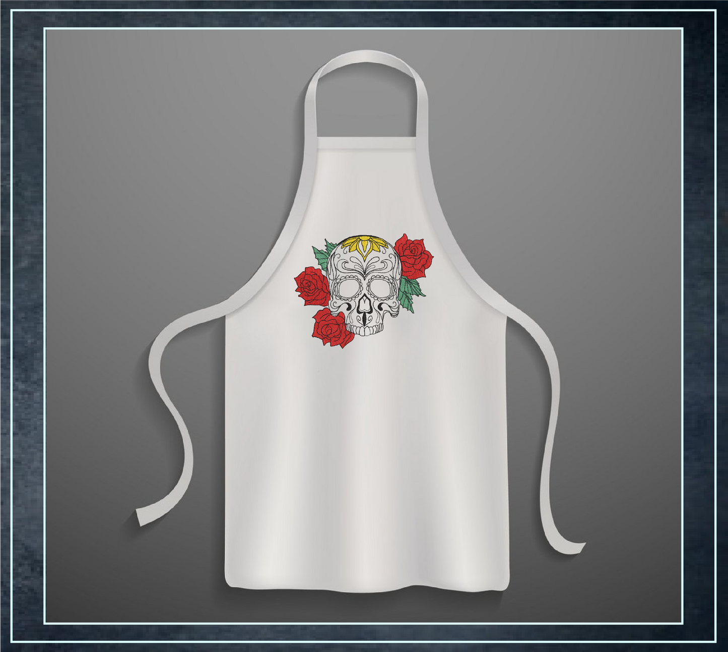 Sugar Skull with Roses Machine Embroidery Design | Day of the Dead Line Art Pattern | Dia de Los Muertos Embroidery | 6 Sizes (0573)