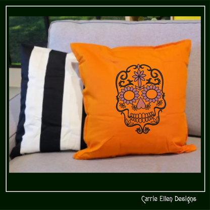 Sugar Skull Machine Embroidery Design – Dia de Los Muertos Day of the Dead, 6 Sizes (1042)