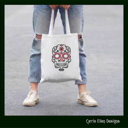 Sugar Skull Machine Embroidery Design – Dia de Los Muertos Day of the Dead, 6 Sizes (1042)