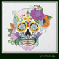 Sugar Skull with Flowers Machine Embroidery Design – Day of the Dead Pattern – 6 Sizes (1572)