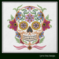 Sugar Skull with Pansies Machine Embroidery Design – Day of the Dead Pattern – 6 Sizes (1573)