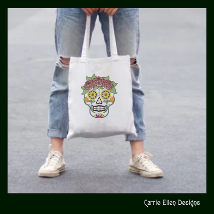 Sugar Skull with Roses Machine Embroidery Design – Day of the Dead Pattern – 6 Sizes (1575)