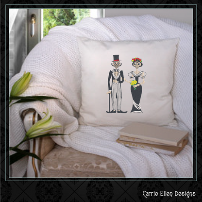 Sugar Skull Wedding Couple Machine Embroidery Design – Dia de Los Muertos Holiday Design – 6 Sizes (1009)