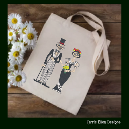 Sugar Skull Wedding Couple Machine Embroidery Design – Dia de Los Muertos Holiday Design – 6 Sizes (1009)
