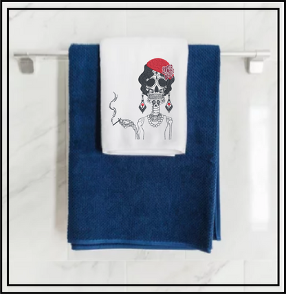 Sugar Skull Woman Machine Embroidery Design | Day of the Dead Skeleton with Classic Cigarette | Dia De Los Muertos Embroidery | 8 Sizes (0843)