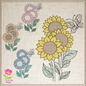Sunflower with Butterfly Machine Embroidery Design | Colorful Floral Garden Pattern | Bright Flower Embroidery | 6 Sizes (0598)