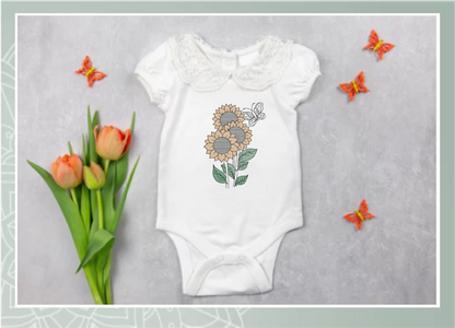 Sunflower with Butterfly Machine Embroidery Design | Colorful Floral Garden Pattern | Bright Flower Embroidery | 6 Sizes (0598)