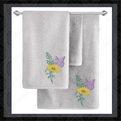 Sunflower and Butterfly Machine Embroidery Design | Artistic Sketch | Home & Garden Line Art | 6 Sizes (0743)