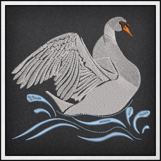 Swan Machine Embroidery Design, Swimming Bird Pattern, Duckling on the Water, 8 Sizes (0621)