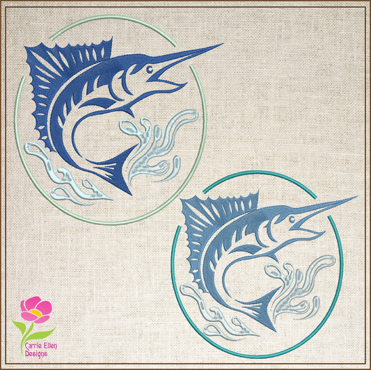 Pacific Blue Marlin Machine Embroidery Design, North Atlantic Swordfish, Marlin Sailfish Design, 10 Sizes (0360)