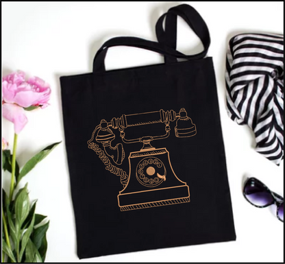 Vintage Telephone Machine Embroidery Design | Retro Rotary Phone Line Art Embroidery | 8 Sizes (0976)