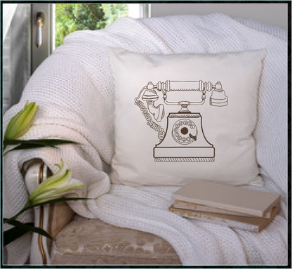 Vintage Telephone Machine Embroidery Design | Retro Rotary Phone Line Art Embroidery | 8 Sizes (0976)