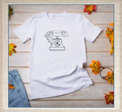 Vintage Telephone Machine Embroidery Design | Retro Rotary Phone Line Art Embroidery | 8 Sizes (0976)