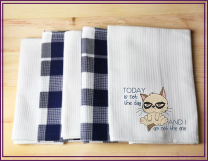 Today is Not The Day Machine Embroidery Design | Grumpy Cat Funny Saying | Sarcastic Humor Embroidery Quotes | 6 Sizes (0797)