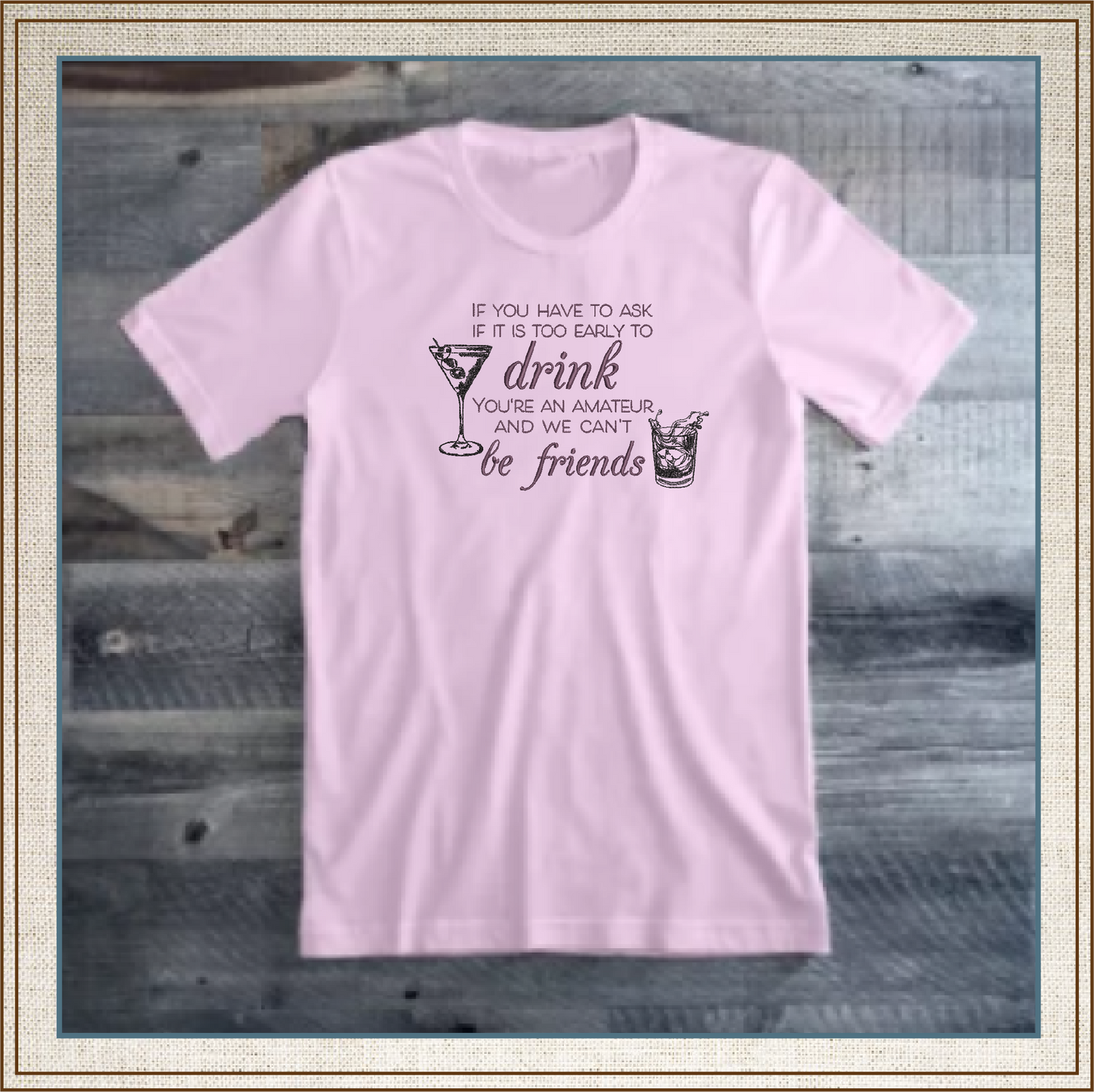 Too Early to Drink Machine Embroidery Design | Martini Bourbon Cocktail Saying | Funny Quotes and Humor Embroidery | 6 Sizes (0704)