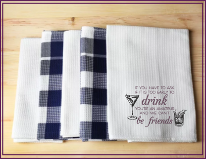 Too Early to Drink Machine Embroidery Design | Martini Bourbon Cocktail Saying | Funny Quotes and Humor Embroidery | 6 Sizes (0704)
