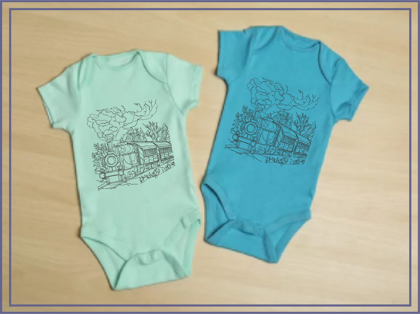 Train Scene Sketch Machine Embroidery Design – Vintage Locomotive Railroad Pattern, 6 Sizes (0554)