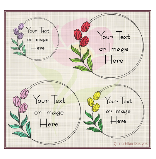 Tulip Frame Machine Embroidery Design | Wreath Frame for Monograms | Floral Embroidery Design Elements | 8 Sizes (0828)