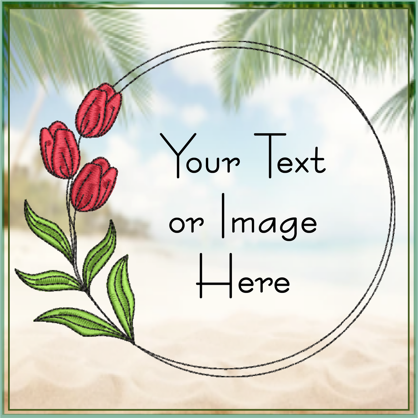 Tulip Frame Machine Embroidery Design | Wreath Frame for Monograms | Floral Embroidery Design Elements | 8 Sizes (0828)