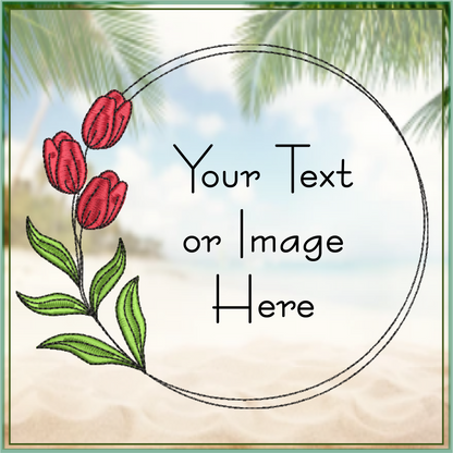 Tulip Frame Machine Embroidery Design | Wreath Frame for Monograms | Floral Embroidery Design Elements | 8 Sizes (0828)