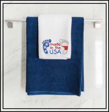 Made in the USA Baby Feet Machine Embroidery Design – Newborn, Baby, and Toddler Embroidery – Patriotic Baby Bib & Onesie Design – 8 Sizes (0226)