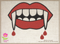 Bloody Vampire Fangs Embroidery Design – Vampire Teeth & Mouth Halloween Pattern – 10 Sizes (3308)