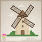 Windmill Machine Embroidery Design - Farm & Dutch Windmill - Landscape Building Embroidery File, 8 Sizes (0643)