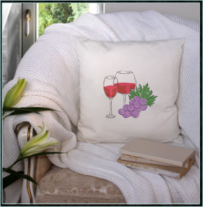 Wine and Grapes Machine Embroidery Design – Wine Glass & Grape Vine Pattern – Elegant Kitchen, Bar, and Gift Embroidery – 10 Sizes (0184)